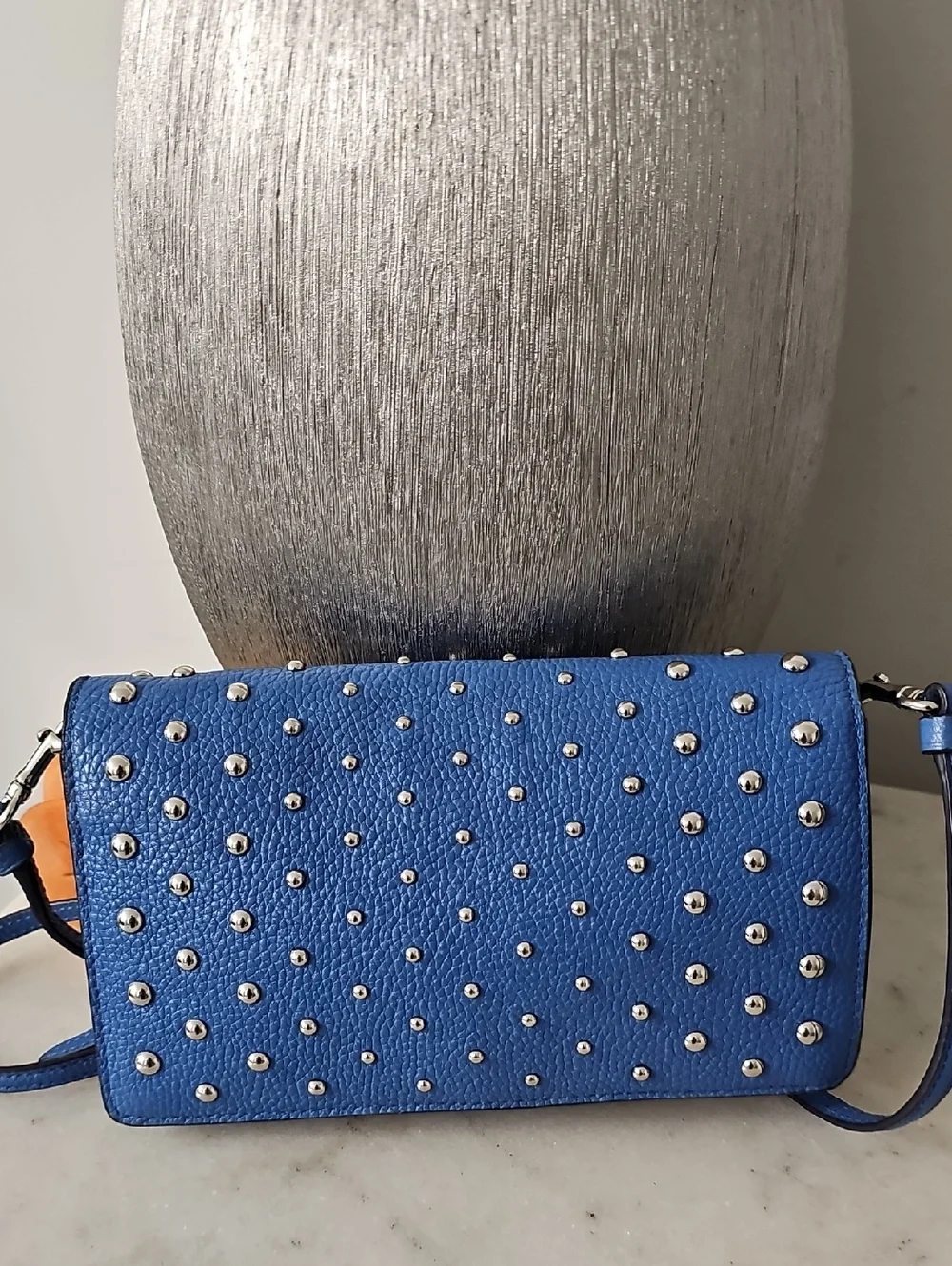 Coach Lapis Blue Ombré Rivets Fold Over Crossbody Bag - Picture 4 of 10